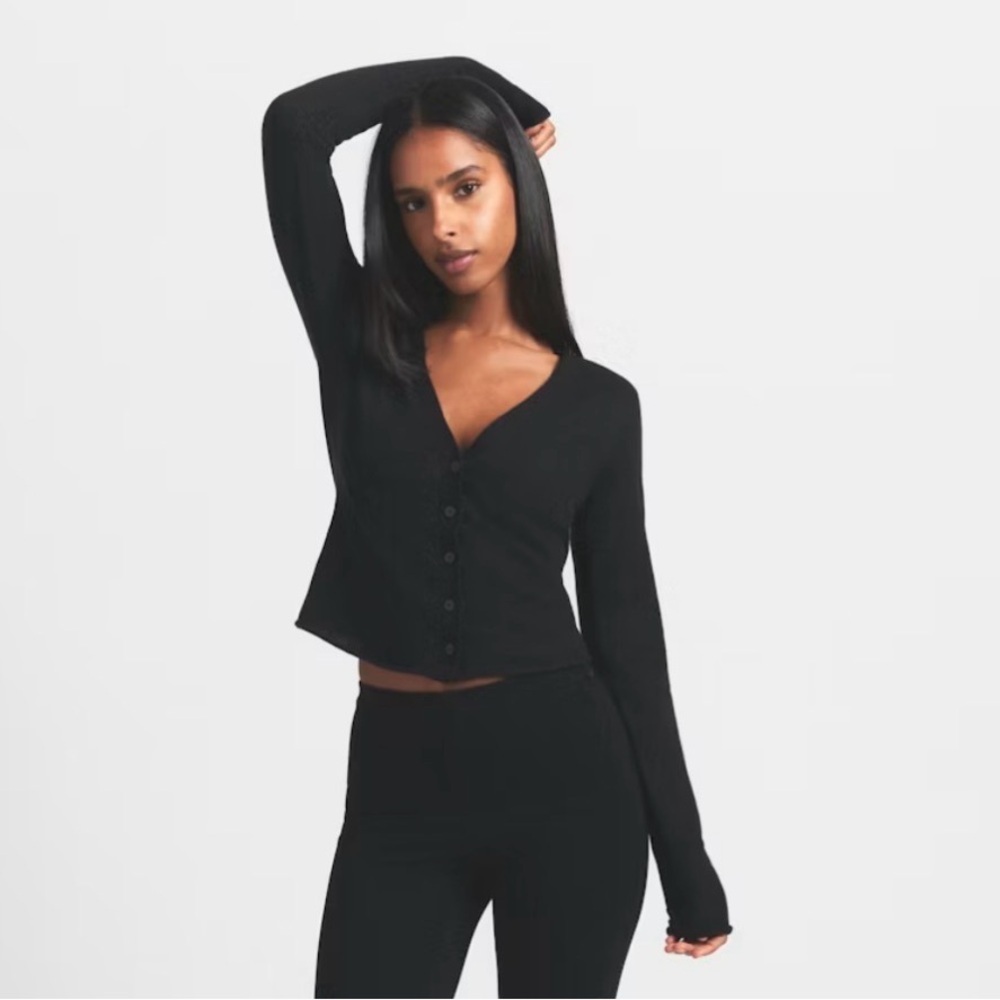 NWT Skims Featherweight Cashmere Cardigan in Onyx Size XS